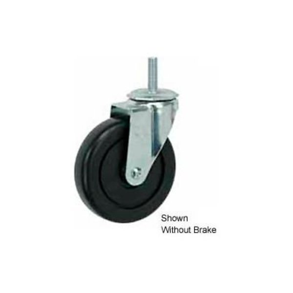 Casters Wheels & Industrial Handling Faultless Swivel Threaded Stem Caster 4in Polyolefin Wheel with Brake G460S-4RB